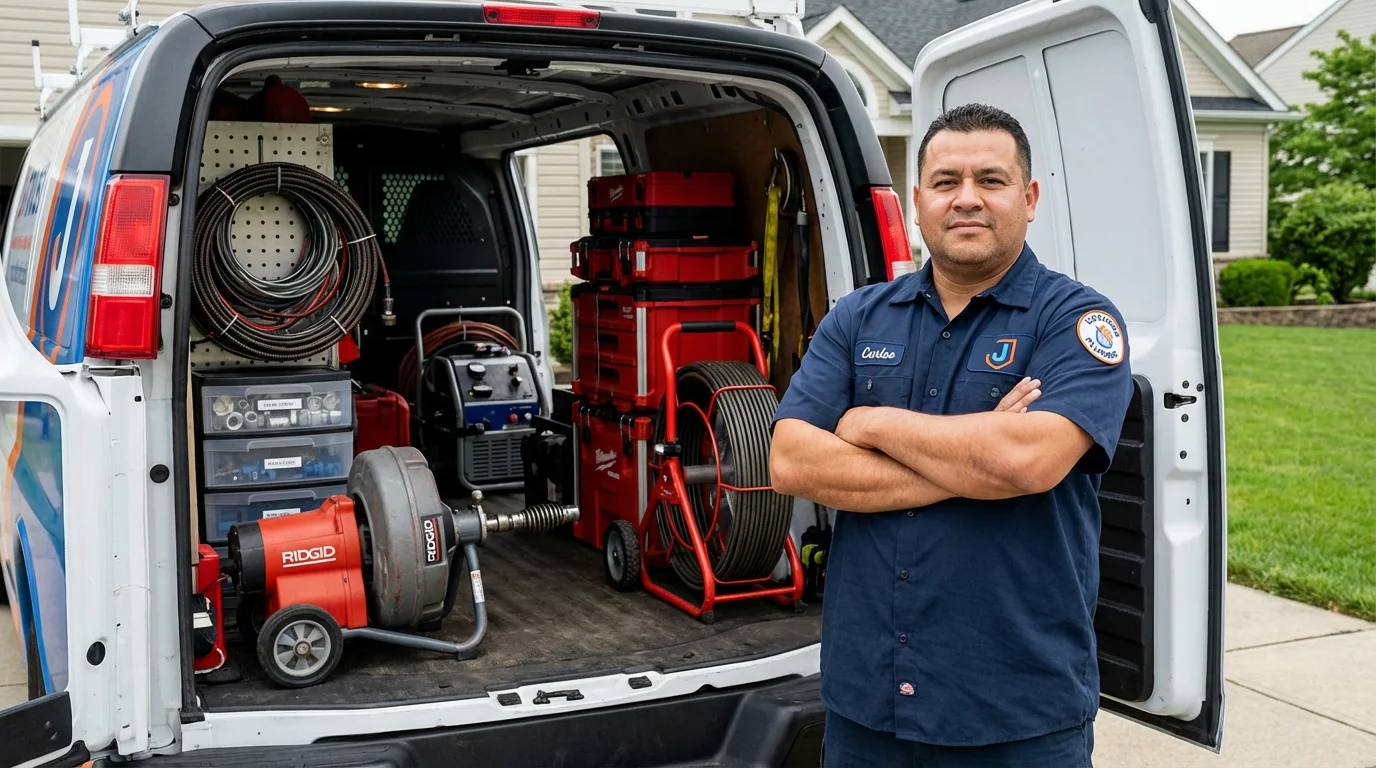 Professional drain cleaning equipment and Johns Plumbing LLC plumber in Bajadero