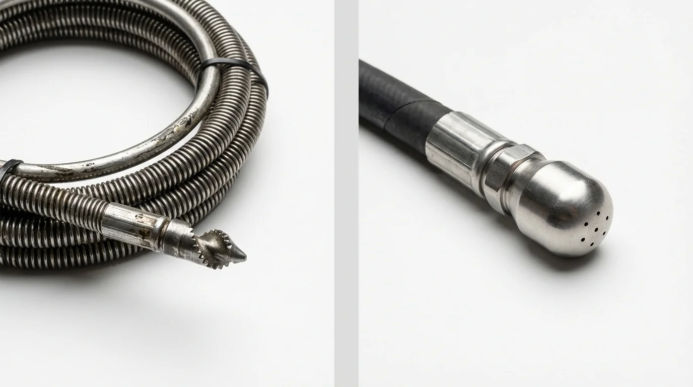 Drain snake cable and hydro jetting nozzle used for drain cleaning in Bajadero, PR