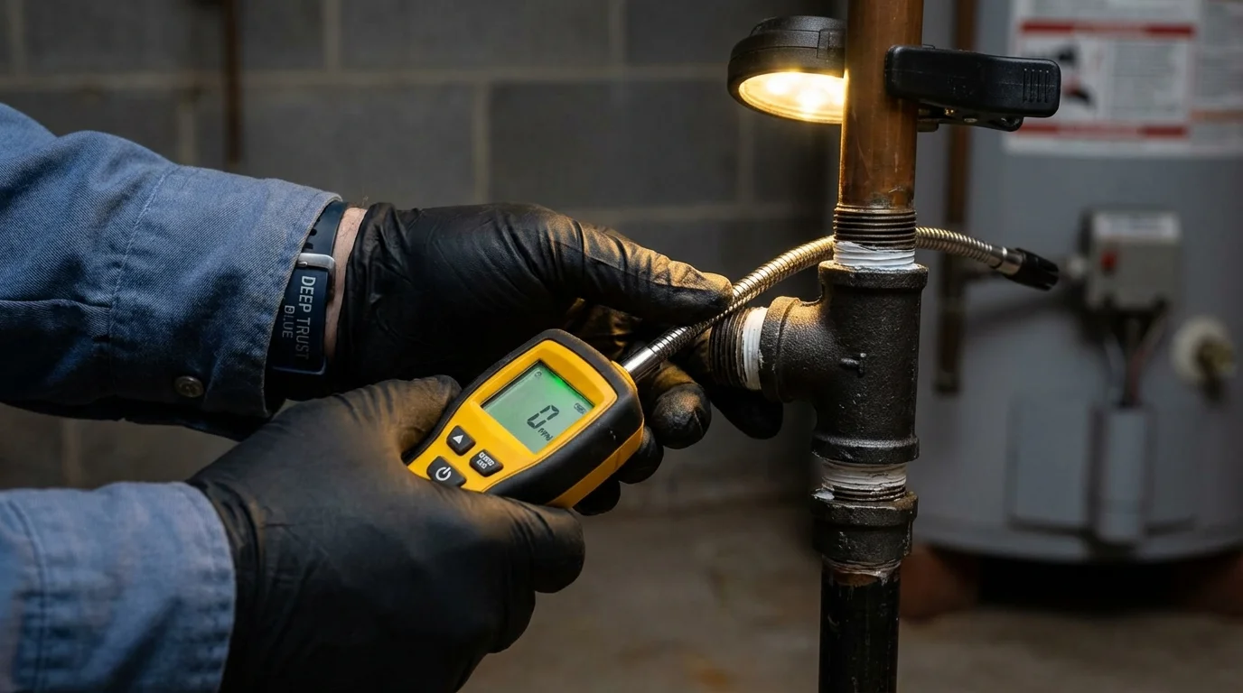 Gas leak detection with electronic sniffer by Johns Plumbing LLC in Bajadero